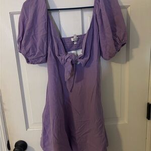 Chic Lavender Puff Sleeve Dress